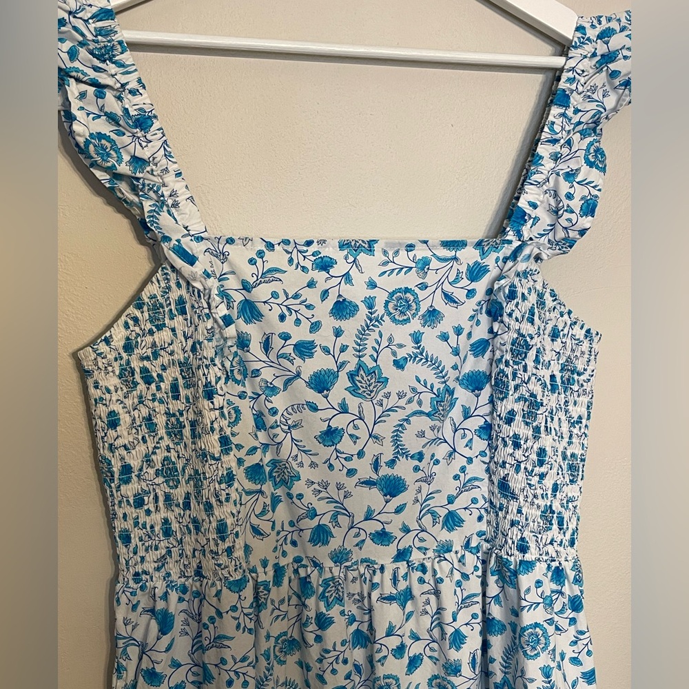 Draper James EUC Women's Flutter Strap Smocked Midi Dress in Blue Paisley XL - Picture 9 of 12